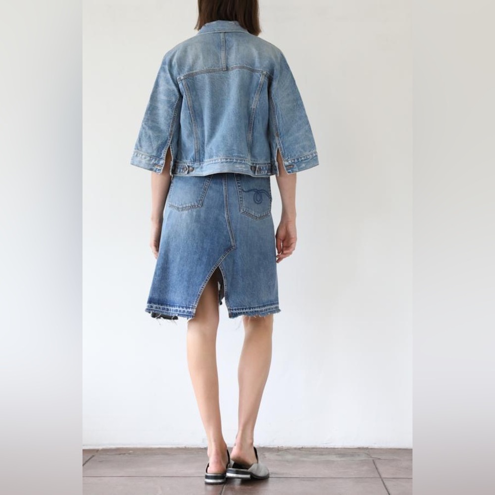 R13 Denim Jackie Trucker 1/2 Sleeve Jacket Sz S - Picture 2 of 10
